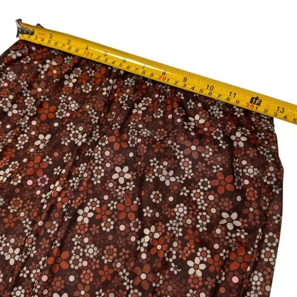 NEW Fairy Grunge Y2K Floral Mesh Midi Skirt Sz M Brown Stretch Pull-On 90s - Picture 5 of 7